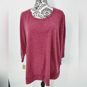 Karen Neuburger Live Love Lounge Deep Pink Half Sleeve Top Women's 1X